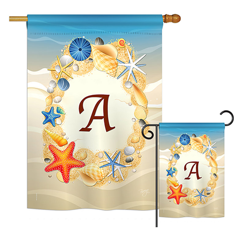 Ensemble de drapeaux verticaux en polyester à 2 côtés Renteria Summer G Initiales Impressions, A