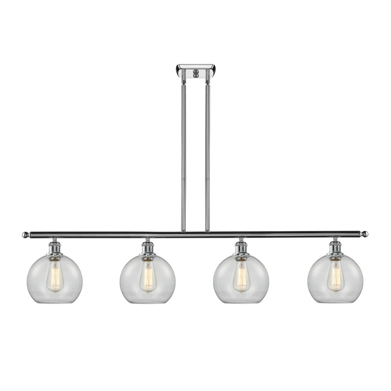 Luminaire suspendu linéaire à 4 lumières pour îlot de cuisine Baptista, Transparent, Chrome poli, DIRIGÉ