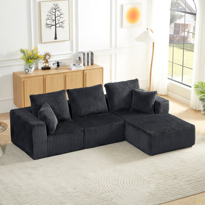 Modular Sectional Sofa, Modern Corduroy Cloud Couch With Deep Seat, Upholstered 4-Seater Sofa For Living Room, No Assembly Required