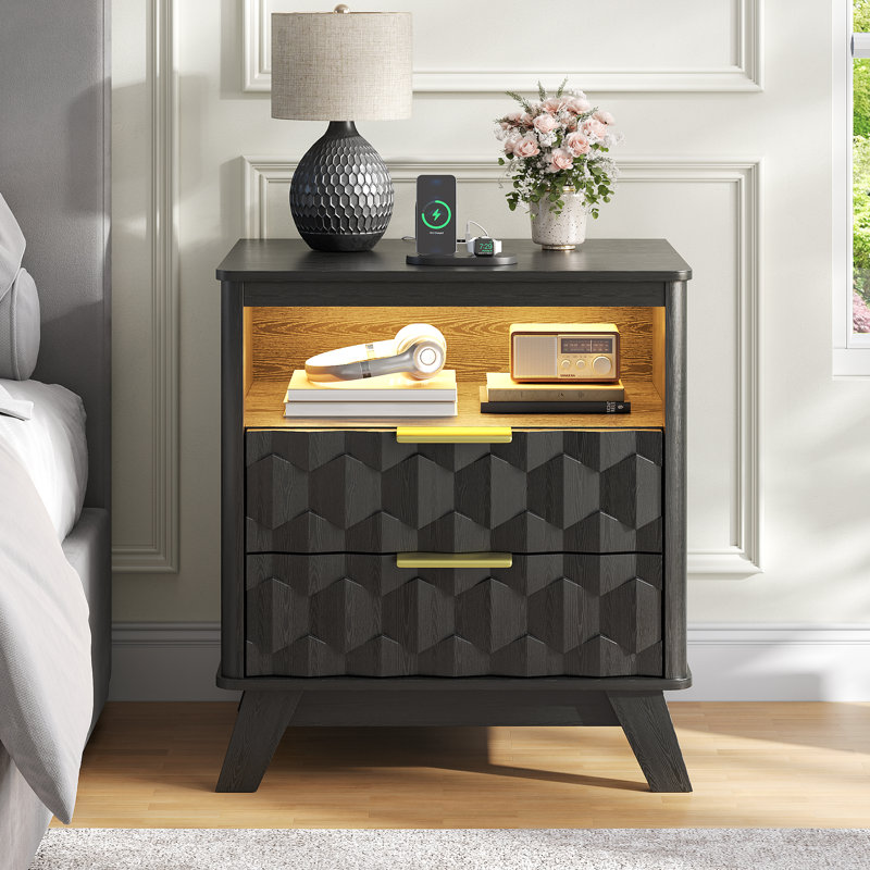 50cm W Bedside Table, Black