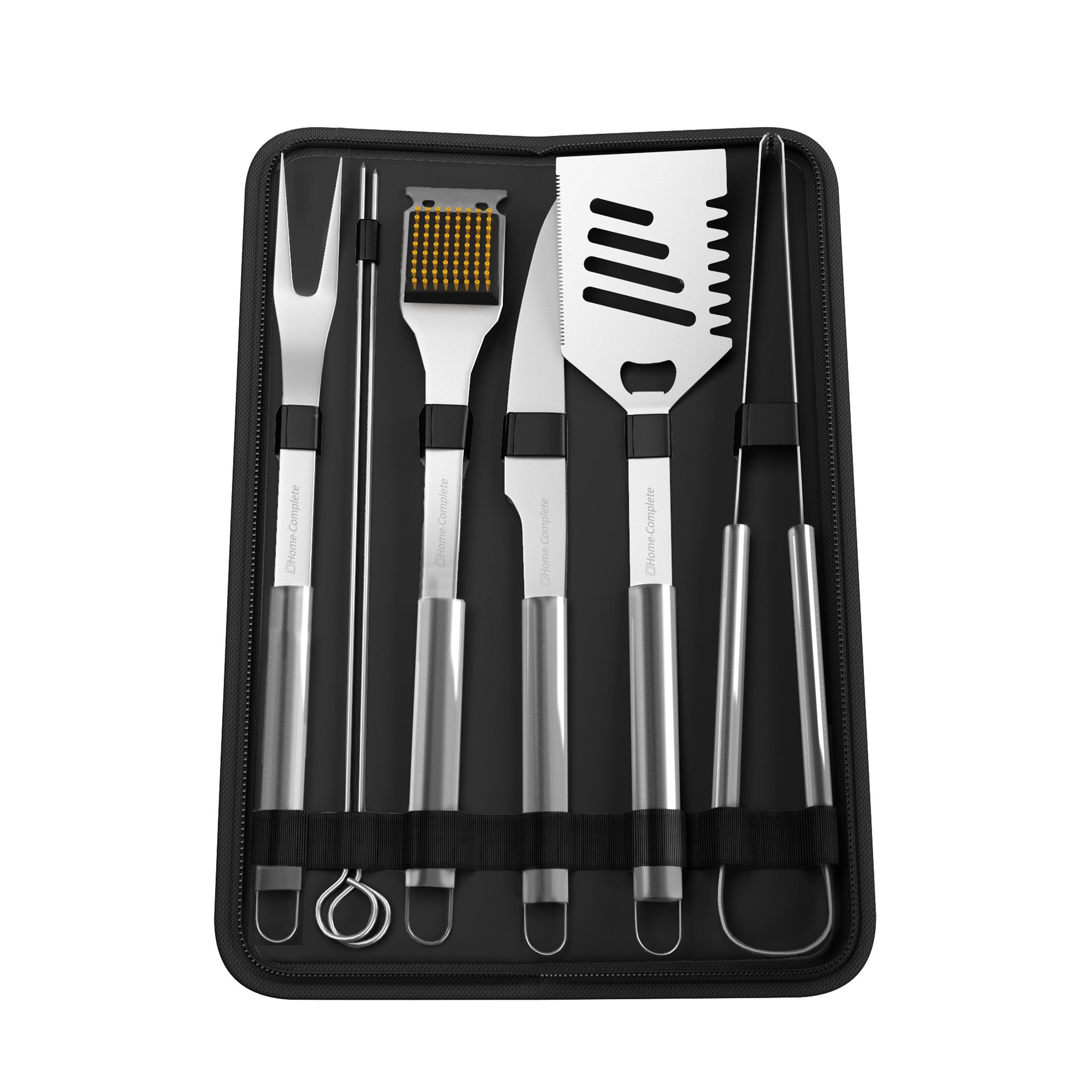 Home-Complete Stainless Steel Dishwasher Safe Grilling Tool Set ...