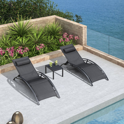 Grove 176cm Long Reclining Chaise Lounge Set