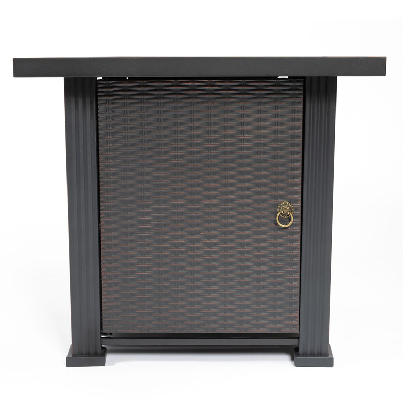 Steel Fire Pit Table 28inch Square, Propane, 23.73in Height, No Guard, Adjustable Square Propane Table, Steel, 28.39in Depth And Width,