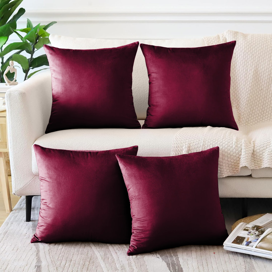 Ultra Soft Crushed Velvet Cushion Cover (Pack Of 4)
