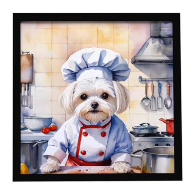 Maltese The Chef Framed Metal Print