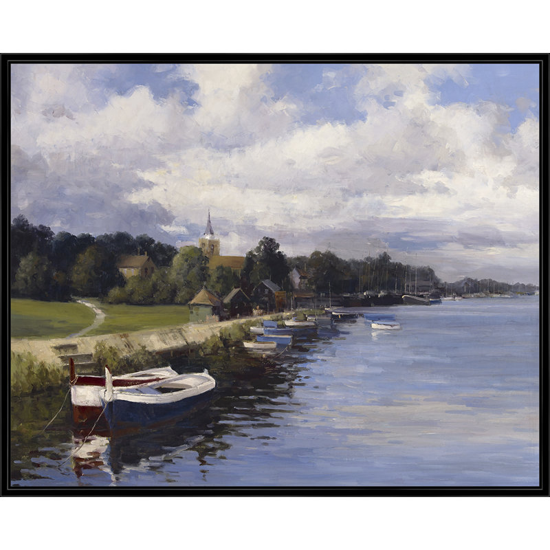 " Serene Shoreline " Painting Print, Black