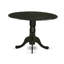 L'ensemble de table de cuisine 3 pièces comprend une table de salle à manger ronde avec Dropleaf et 2 chaises rembourrées en tissu de lin bleu, noir-109975832-106914683-106914681
