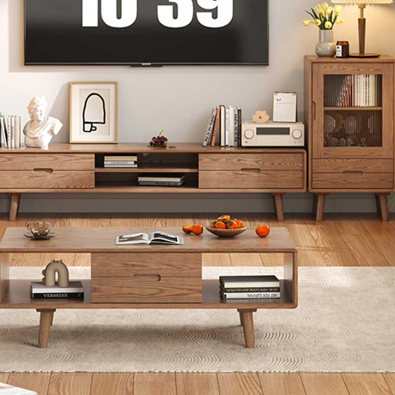 Ensemble de meuble télé et table basse en bois de frêne