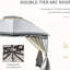 Auvent de jardin 10 'x 12', gris, structure en acier massif, double toit ventilé et parois latérales en filet à fermeture à glissière pour abri de jardin pour activités extérieures, zone de confort