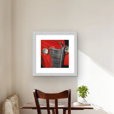 50's Car Grid Closeup - Vintage Framed Matted Print Decor