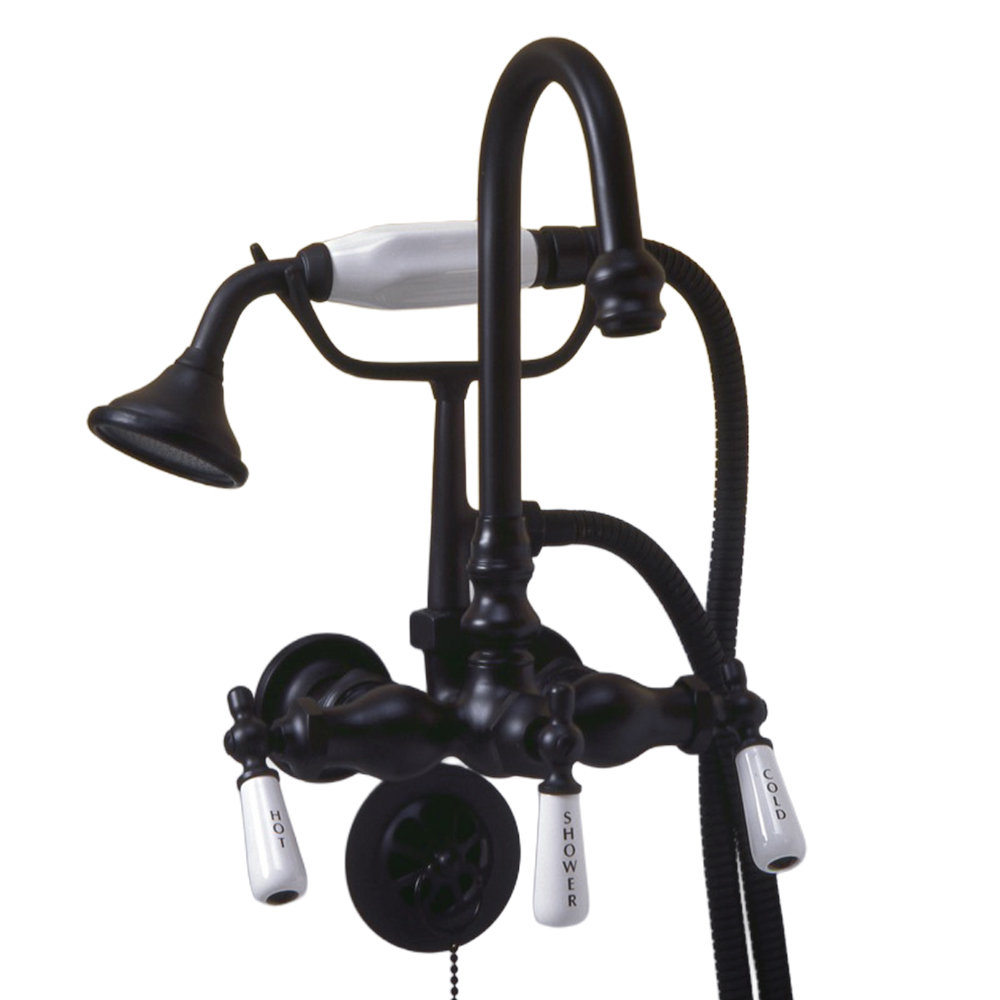 Tub Faucet with Handheld Shower and Diverter Handle and Gooseneck Spout Strom Living 