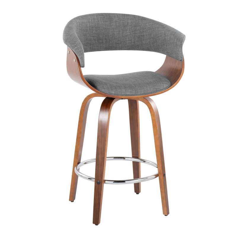 Tabouret de comptoir contemporain, Brun / Argenté, Gris