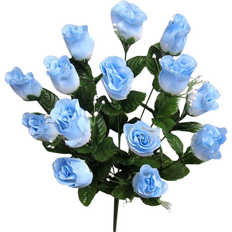 14 tiges de rosier, Rouge / Blanc / Bleu, H 20 po x l 12 po x P 9 po
