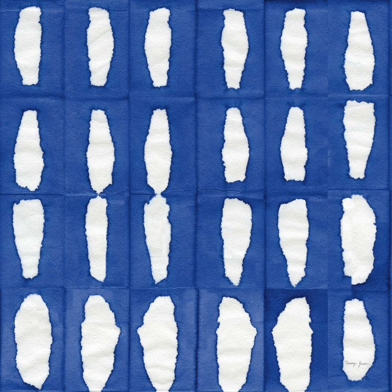 «Jarimannos Aquarelle Blue Square VIII on Canvas» par Nancy Green, reproduction, H 20 po x l 20 po x P 1,25 po