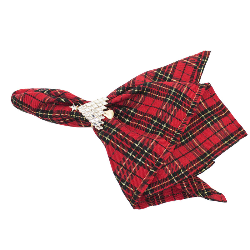Pomme Polyester Plaid Square Napkin