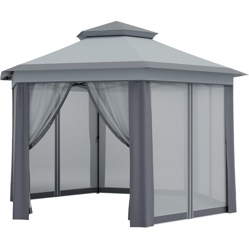 13x13ft Outdoor Canopy Tent With Mosquito Netting, Gray