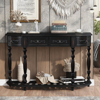 Modern And Contemporary Curved Console Table With Multiple Storage For Sofa, Entryway, Hallway, Bedroom And Living Room