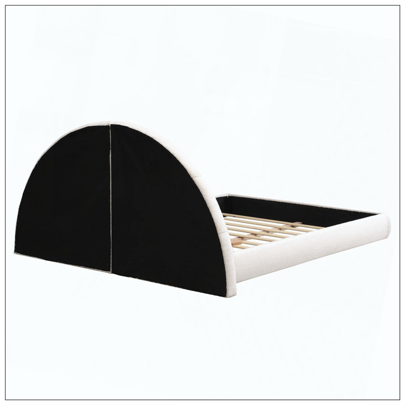 Unique Arched Boucle Bed With Small Table