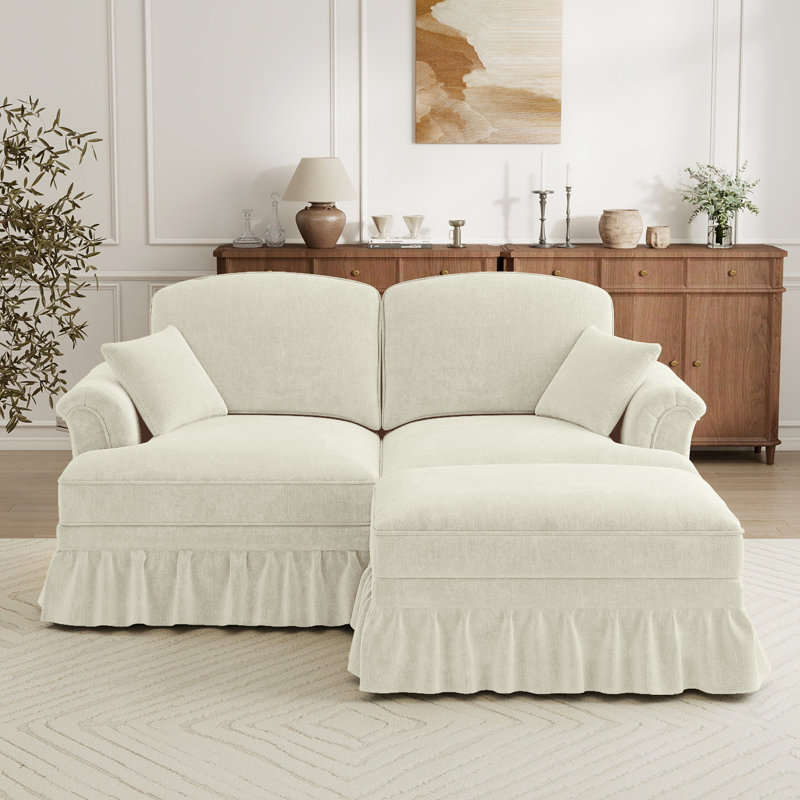 Ensemble de salon, canapé en L, canapé en chenille, pour le salon, Beige