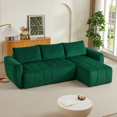 Luxurious Convertible Sectional Sofa Sleeper Sofa Bed with Reversible Chaise & Convenient Hidden Storage by Hokku Designs