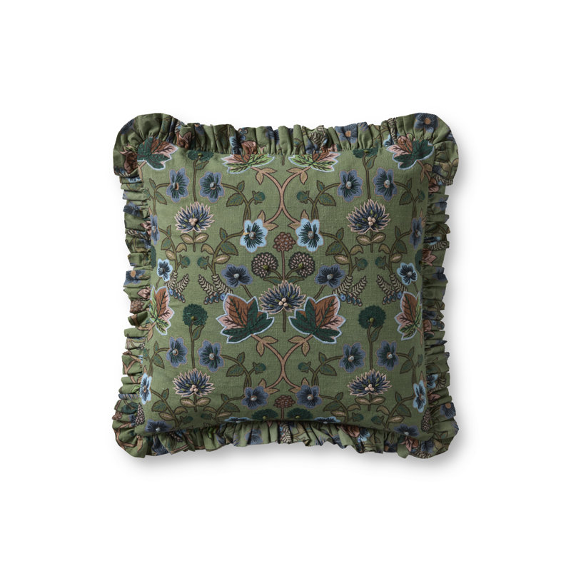 Rifle Paper Company x Loloi Maple Decorative Pillow, Down Blend, Green/Multi