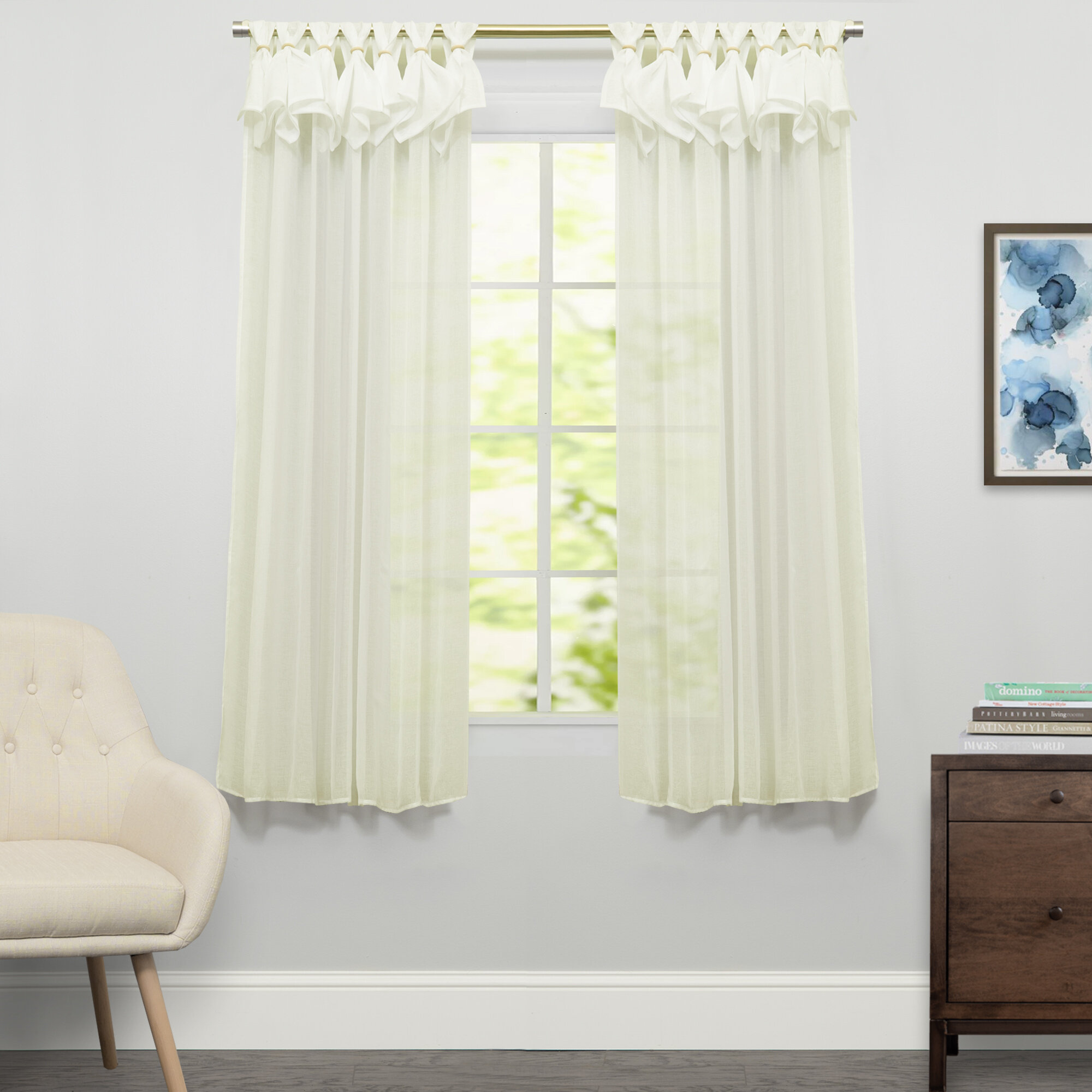 Hower Polyester Semi-Sheer Curtain Panel