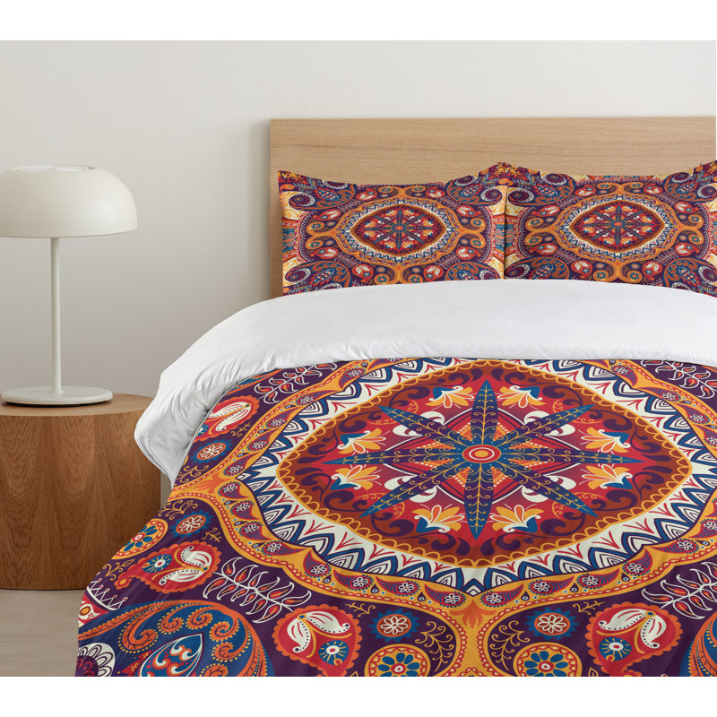 Paisley Multicolor Microfiber Queen Duvet Cover Set