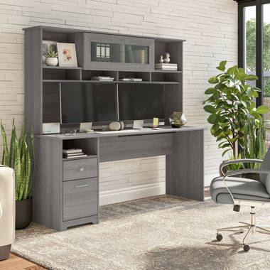 Via Single Pedestal L-Shaped Desk with Storage Hutch - 60W by