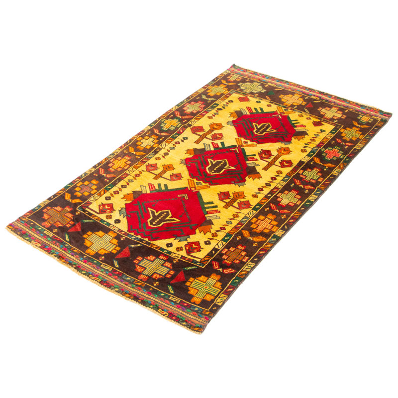 Tapis jaune clair Teimani 3 pi 6 po x 6 pi 4 po