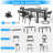 Outdoor Metal Swivel Patio Set - 6 Armchairs & Table-2113271849