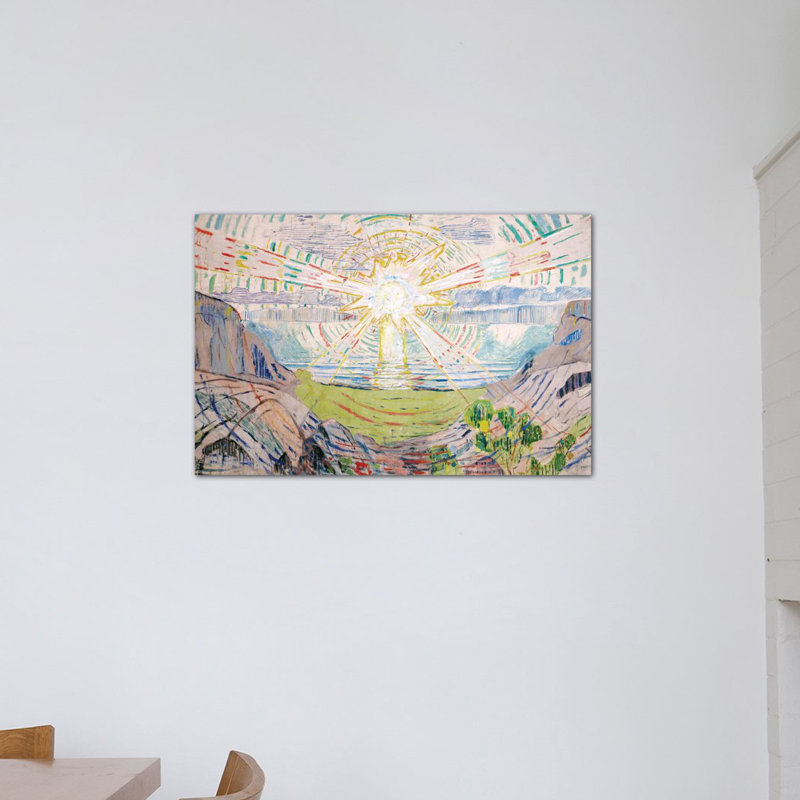 « the sun, 1916 #2 » par edvard munch it, impression, H 16 po x l 24 po x P 1 po, Papier encadré noir