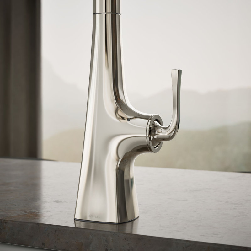 Graze Touchless Pull-Down Kitchen Sink Faucet With Three-Function Sprayhead, Vibrant Polished Nickel