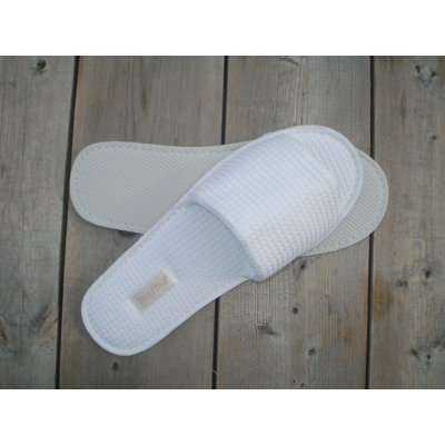 OPEN TOE WAFFLE GUEST SLIPPERS - WHITE - 20 PAIRS