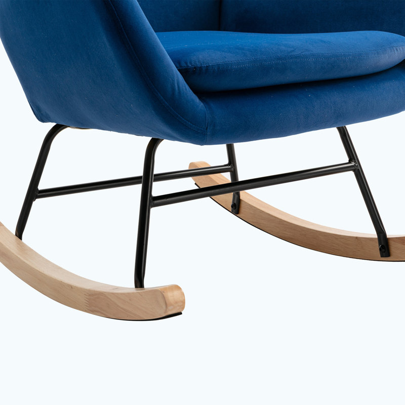 Fauteuil à bascule Teddy, Velours bleu marine