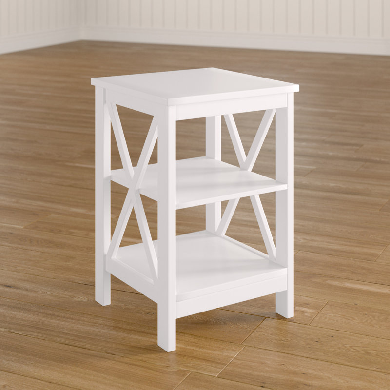Longe Solid Wood End Table, White