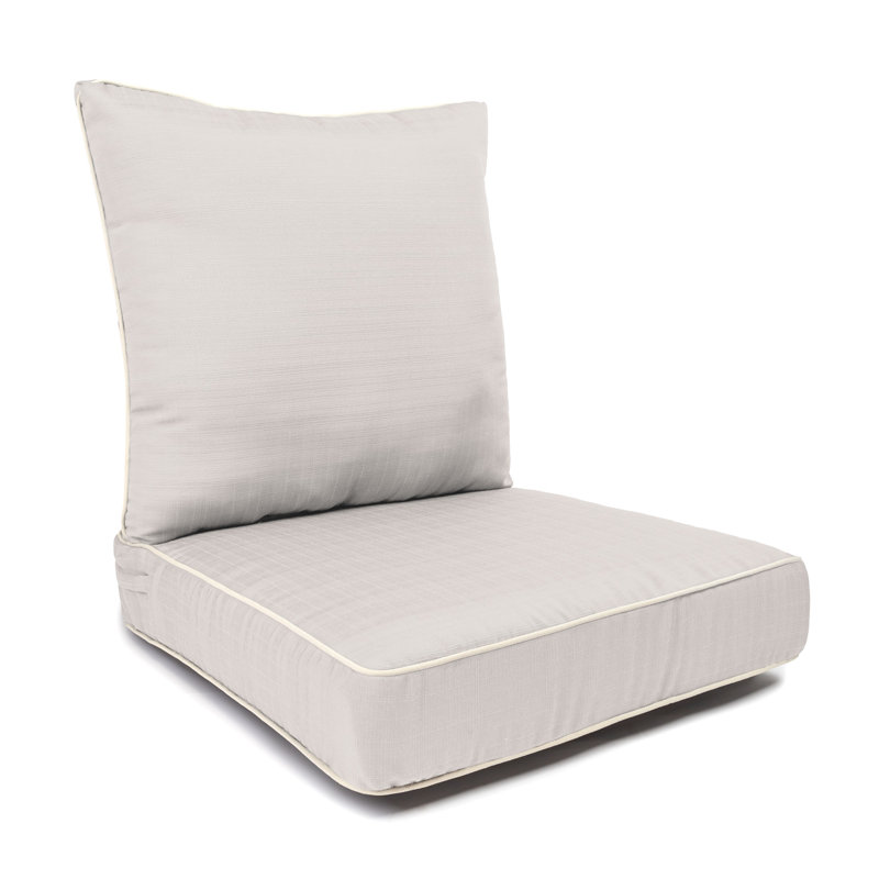 Corded Seat Cushion With Zipper Closure And Corded Back Cushion, With White Polyester Padded Fill., Eggshell