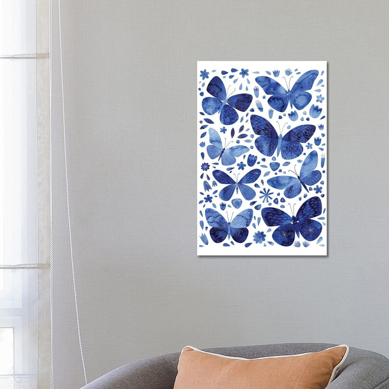 Blue Butterflies by Nic Squirrell - Wrapped Canvas Gallery-Wrapped Canvas Giclée, 66.04 cm H x 45.72 cm W x 3.175 cm D