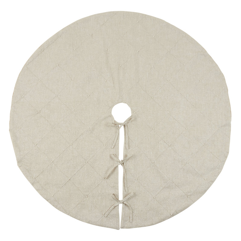 Natural Diamond Stitched Round Christmas Tree Skirt