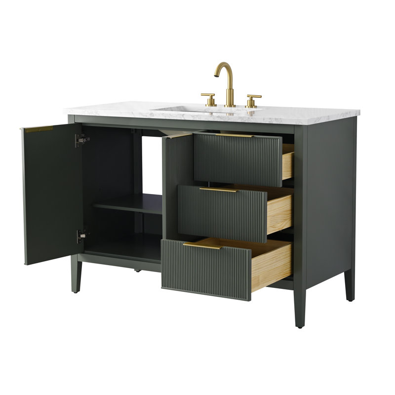 Emma 48" W Single Vanity, Vintage Green/Brushed Bronze