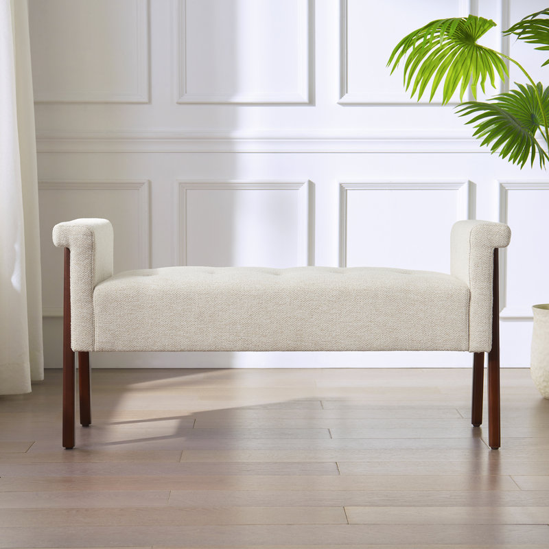 Banc rembourré en mélange de polyester Lovice, Beige