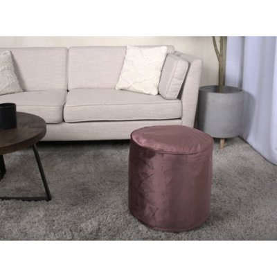 Pouf cylindrique en velours rosé rosé, 16 po x 16 po x 16 po, capacité de poids de 200 lb, nettoyage des taches, coussin de sol en velours rembourré de perles, 16 x 16 x 16, 200 lb