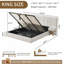 Lit plateforme de rangement capitonné en velours, style glamour contemporain, King, couleur crème-36105249-36105279