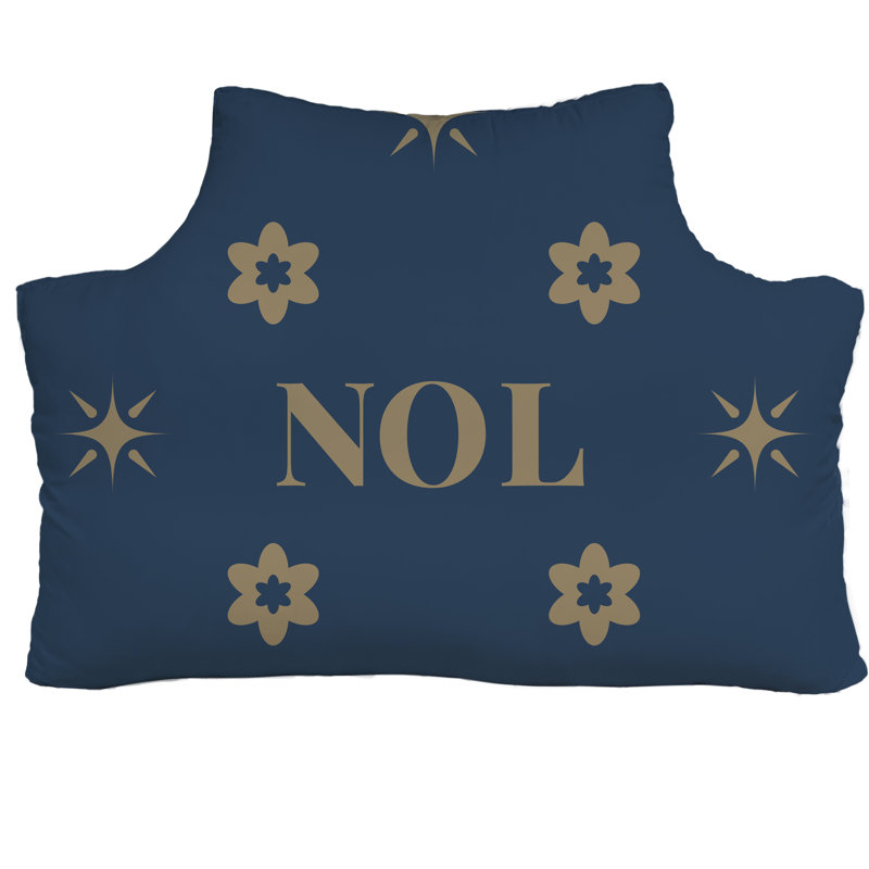 Coussin de tête de lit New Orleans, Bleu marine/doré, Rectangulaire H 29,5 po x l 39,5 po