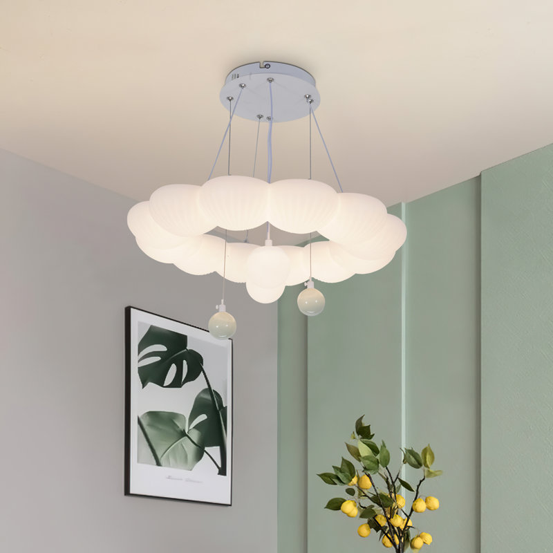 20" Led Cream Style Shell Chandelier