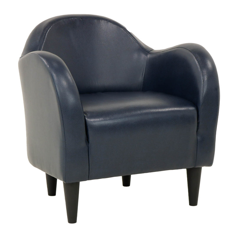 Fauteuil demi-tonneau l 30,5 po Tangier, Similicuir bleu