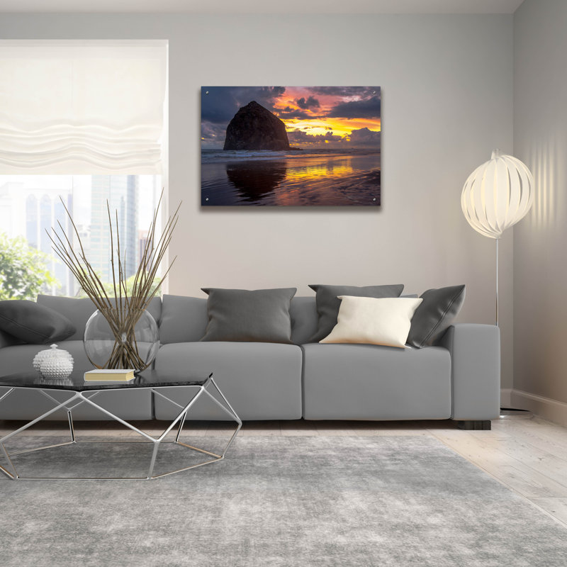 «Cannon Beach Sunset» par Tim Oldford, art mural en verre acrylique, H 24 po x l 36 po x P 0,2 po