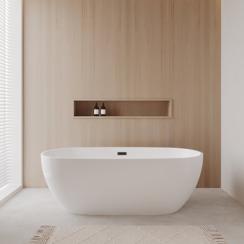 Juno 71'' x 32'' Soaking Acrylic Bathtub, Matte Black