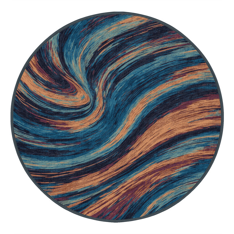 Tapis gris lavable à la machine, Rond 3 pi