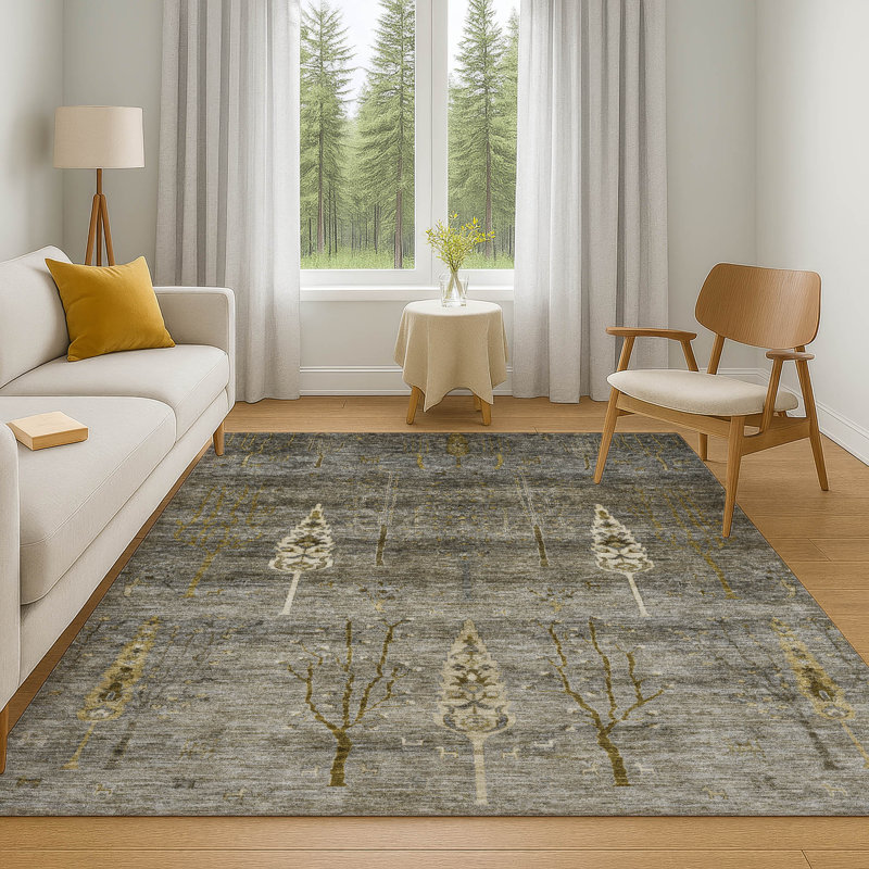 Premium Machine Washable Tara AMF1922 Floral Rug, Rectangle 3' x 5'