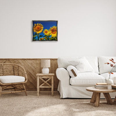 Bold Sunflower Plants Against Clear Sunny Sky - photographie sur toile